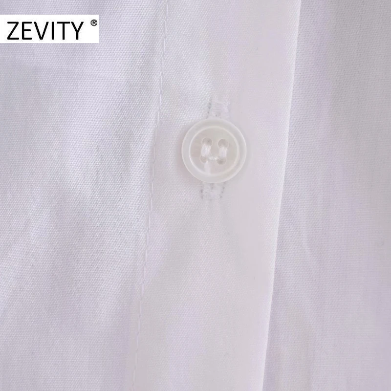 ZEVITY Women's Sweet Peter Pan Collar Lace Stitching Poplin Blouse - Casual Puff Sleeve White Chemise with Chic Tops (LS7201) image 6