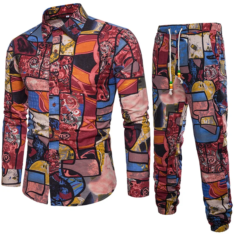 Мужской праздничный костюм стиль растения деревья одежда с принтом высокое