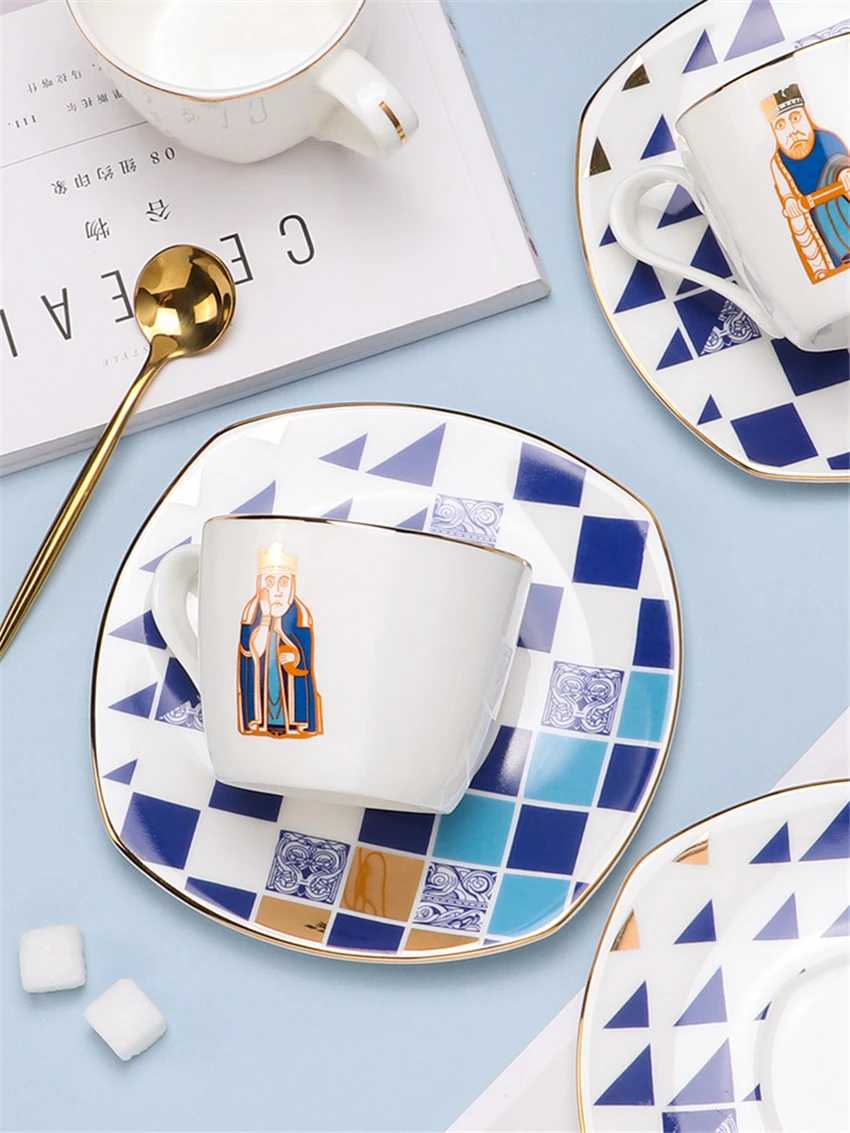 

Luxury Gold wire Porcelain Coffee Cup Vintage Ceramic Cups And Saucers Set Bone China Tea Cup afternoon tea party Drinkingware