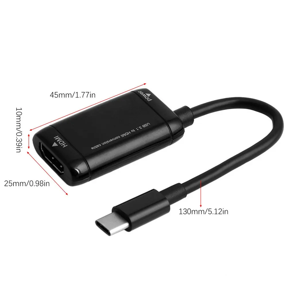 USB C адаптер типа к HDMI с функцией порта питания 3 1 Type конвертер Male Female для MHL Android Phone