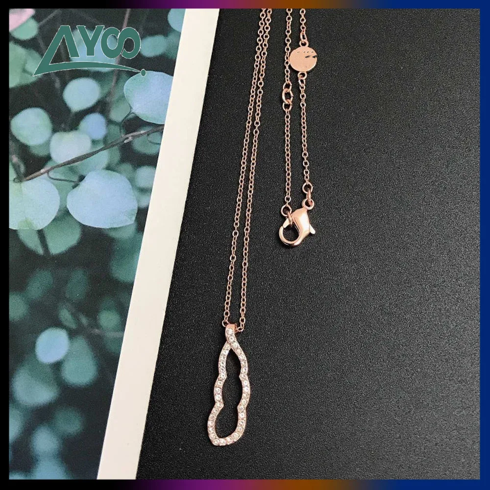 

Fashion Jewelry High Quality SWA Charm Elegant Fashion Rose Gold Pea Shape Pendant Necklace Female Lucky Female Romantic Gift