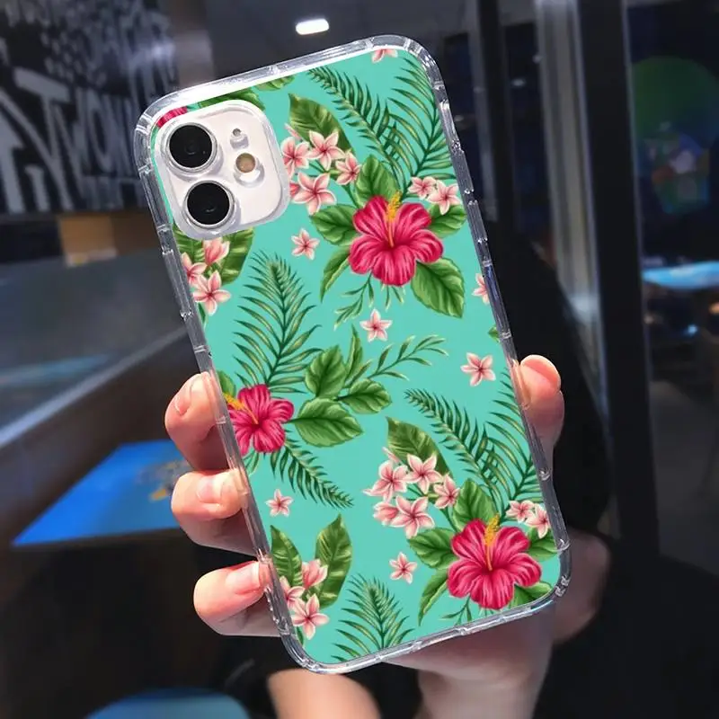 

Vintage Banana Leaf Flower Phone Case Transparent soft For iphone 5 5s 5c se 6 6s 7 8 11 12 plus mini x xs xr pro max