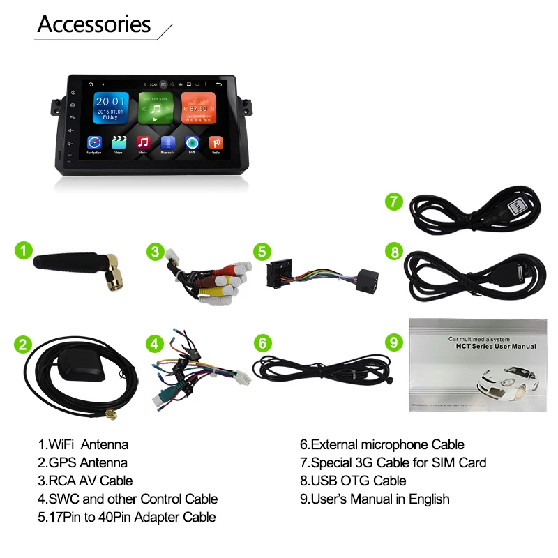 Eunavi 9 'ƈG RAM 1 din Android 0 четырехъядерный автомобильный радиоприемник для BMW E46 318 320