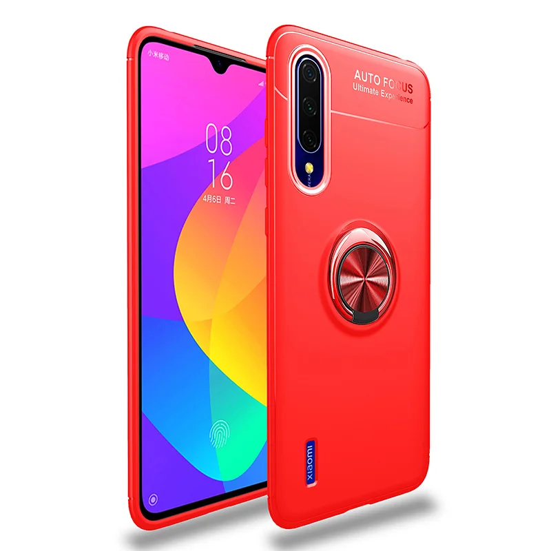 MAKAVO для Xiaomi Mi A3 чехол с кольцом-держателем Мягкий силиконовый матовый чехол-накладка для Xiaomi Mi A3 чехол для телефона s - Цвет: Красный
