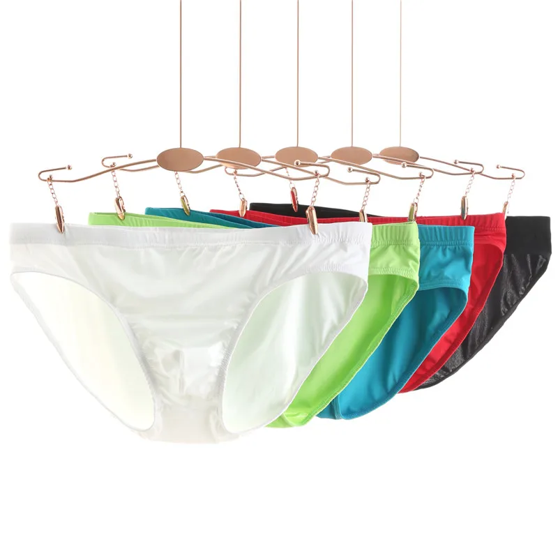 Мужские Бесшовные трусы брифы темно синие прозрачные с низкой талией