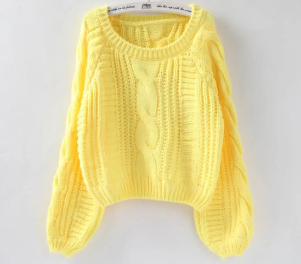 Baharcelin Women Girl Winter Round Knitted sweater Pullovers Tops clothing candy color knitted pullovers for women girl | Женская одежда