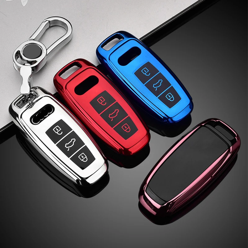 

Colorful Soft TPU Car Remote Key Case Cover For Audi A6L A7 A8 Q8 E-tron C8 D5 2018 2019 2020 Auto Key Holder Shell Accessories
