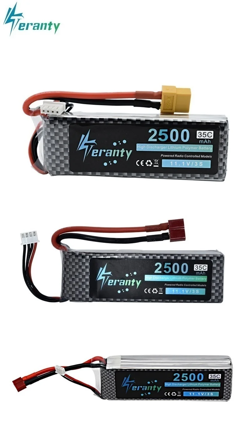 Teranty Мощность 11,1 V 2500mAh литий-полимерный Батарея для игрушечных моделей автомобилей лодки, вертолёт Запчасти 2200 мАч 3s литий Батарея 11,1 В Радиоуправляемый Дрон Батарея