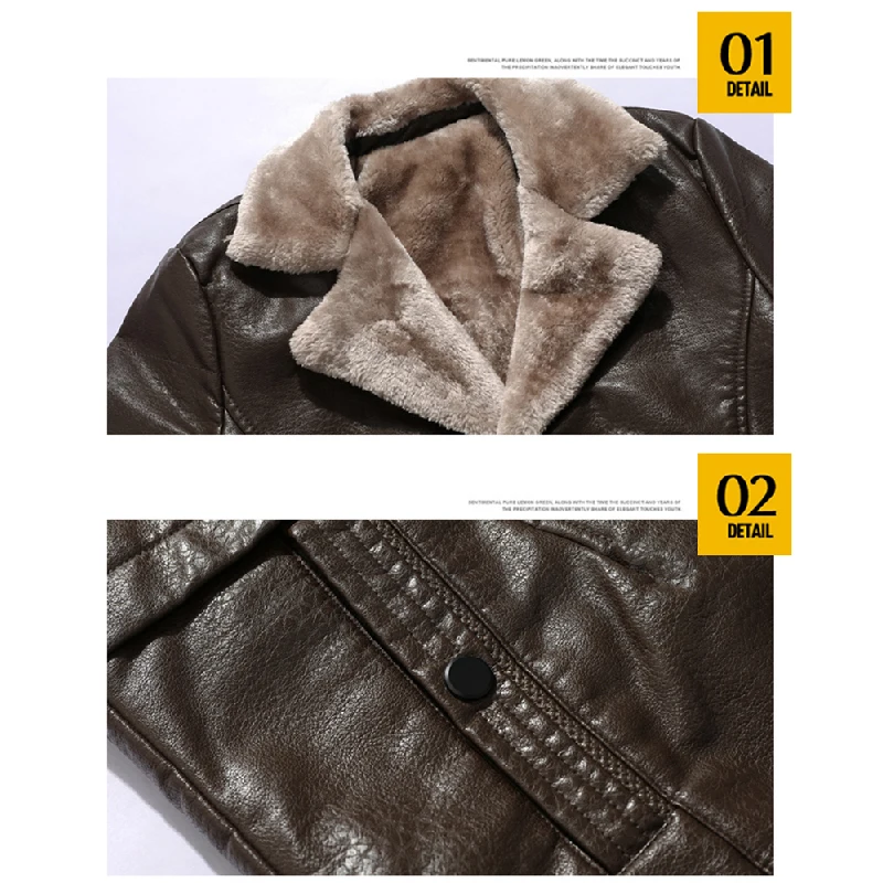 Мужская брендовая Толстая флисовая кожаная куртка мужские зимние модные