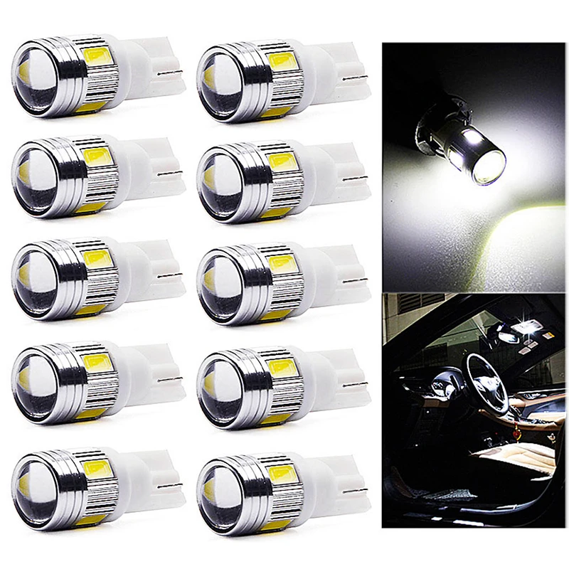 

10 шт., автомобисветильник светодиодсветодиодный лампы W5W 5630 SMD T10 194 168