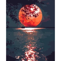 landscape moon diy painting by numbers set oil paints 5070 picture by numbers photo home decoration children drawing