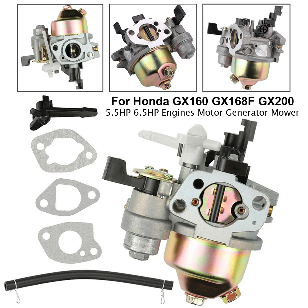 

Мотоциклетные карбюраторы Carb подходят для Honda GX160 GX168F GX200 5,5 л.с. 6,5 л.с. + прокладка топливной трубы двигателя, подача топлива, автомобильные аксессуары