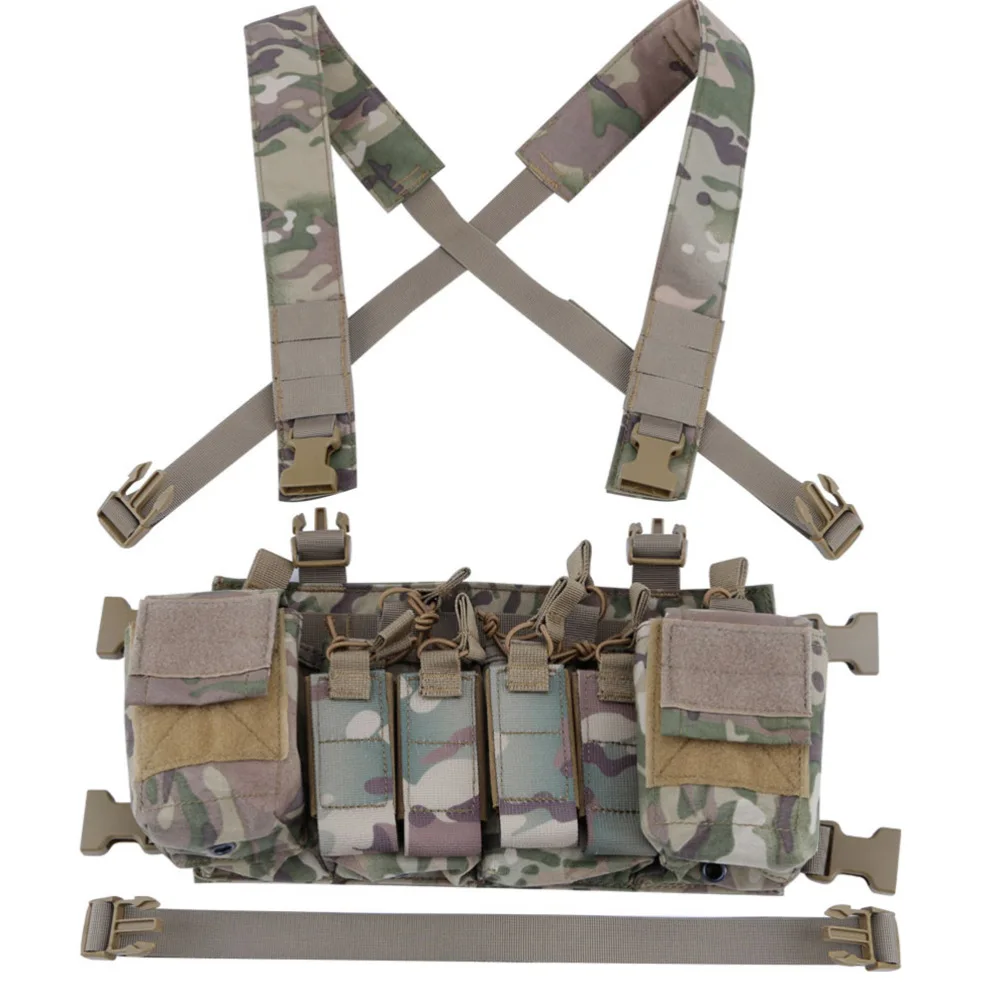 

Chest Vest Rig Multi-function 500D Molle Vest with Multi-Pockets Bag Airsoft Fighting Load Carrier Vest for CS Game Paintball Ou