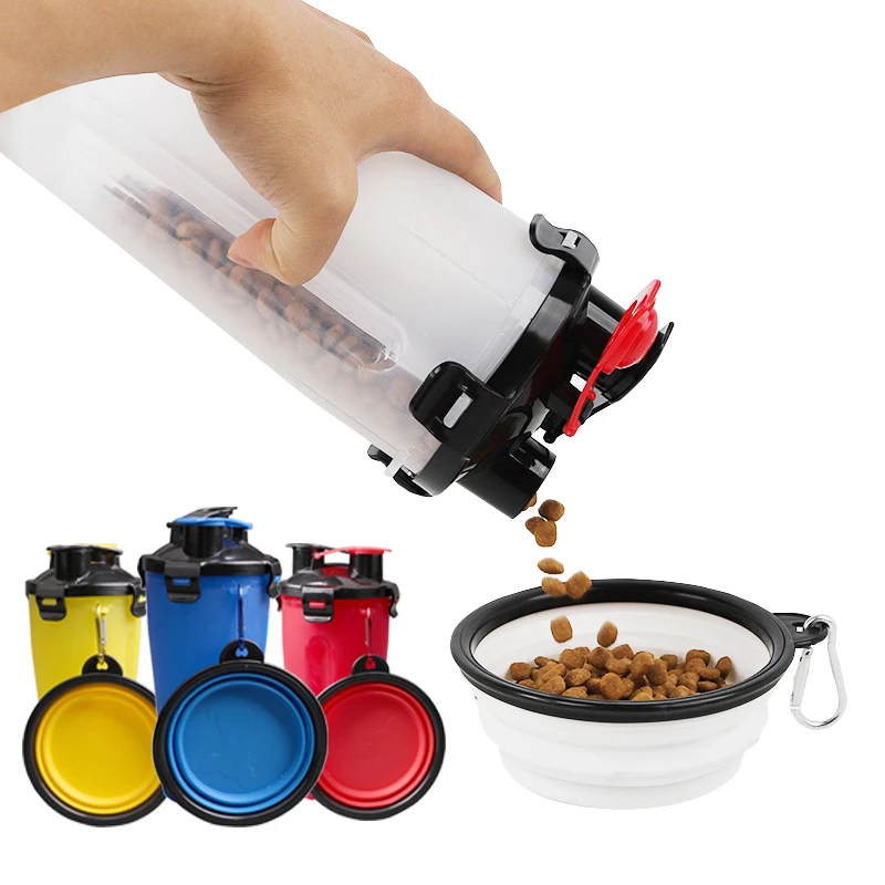 

Многофункциональная кормушка для домашних питомцев, 2 в 1, складная миска для собак, поилка для путешествий на открытом воздухе, питьевая вод...