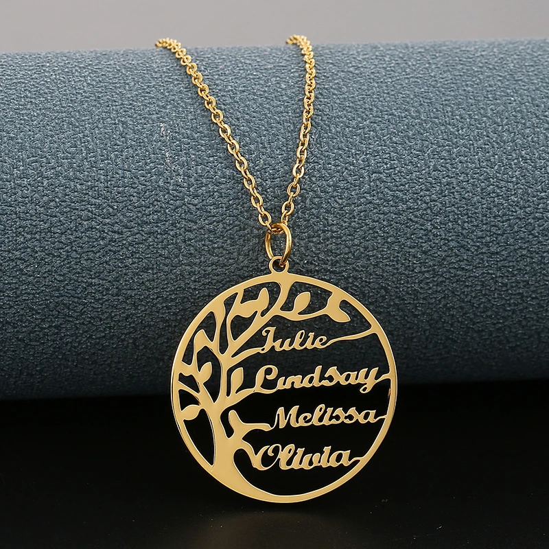 Tree Of Life Personalized Custom Name Necklace Stainless Steel Gold Family Letter For Women Men Choker Jewelry | Украшения и