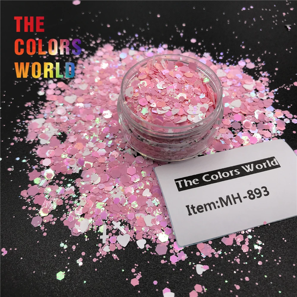 Цветовые Блестки для ногтей в форме сердца День Святого Валентина украшение
