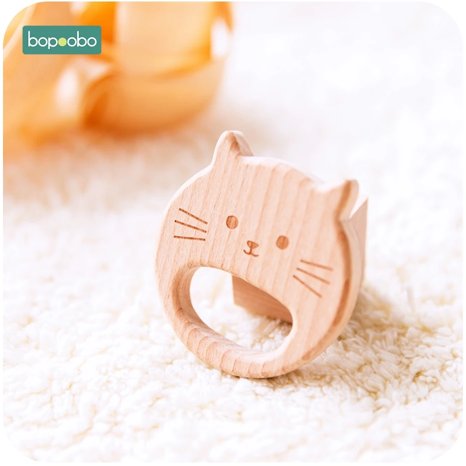 Bopoobo 5 шт. деревянный Прорезыватель для еды, из бука, деревянные животные, детские игрушки для новорожденных, подвеска, соска, комплект для медицинских процедур, Детские трофеи