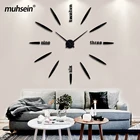2021, настенные часы Muhsein с золотистымисеребристымичерными стрелками, большие размеры, украшение для дома, акриловые настенные часы с наклейкой, бесшумные кварцевые часы