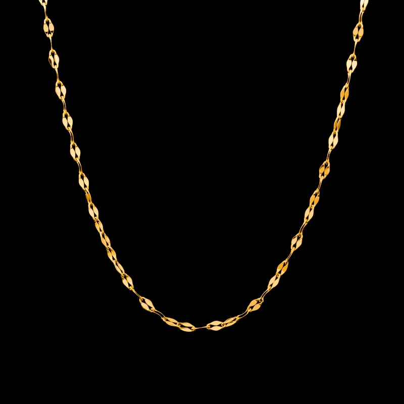 GOLD-50CM Olowu, мужская, Женская цепочка, ожерелье, на заказ, ювелирное изделие, золото, серебро, цвет, нержавеющая сталь, ожерелье, модное, для губ, цепочка, ожерелье, s, для женщин - Окраска металла: GOLD-50CM