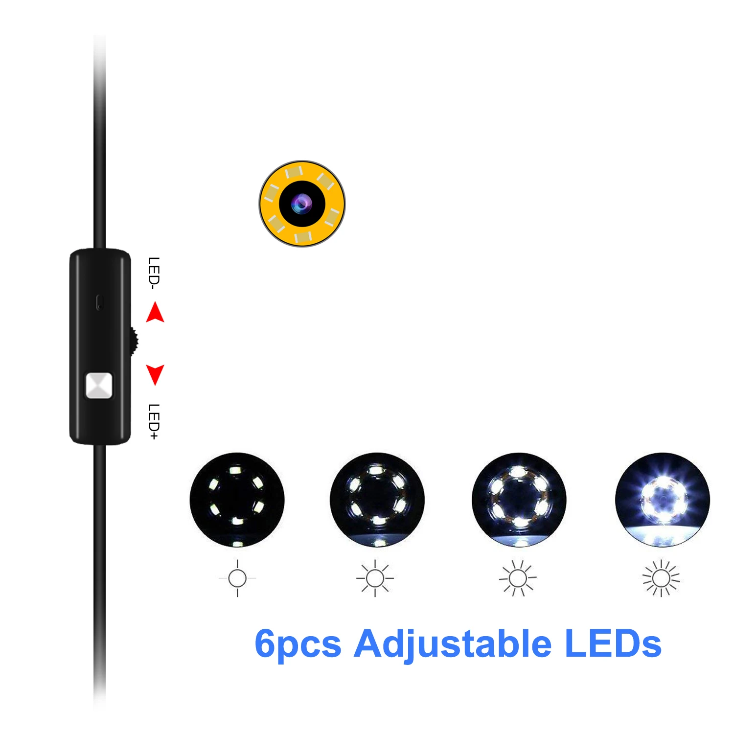 

7mm 5.5mm Endoscope Camera Flexible IP67 Endoscope Waterproof Micro USB 6 LED Endoscopic Inspection