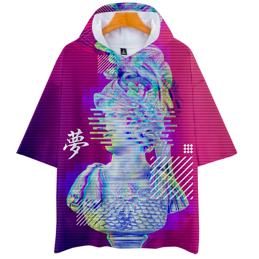 Ретро Vaporwave футболка с капюшоном унисекс Япония эстетика забавные Топы И