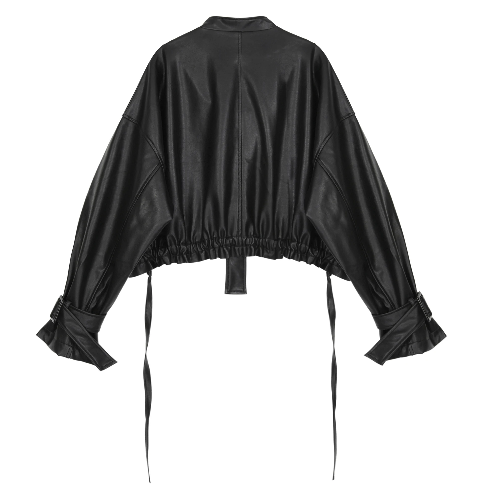 2021 New Autumn Women Faux Soft Pu Motorcycle Leather Jacket Casual Loose Black Faux Leather Punk Zipper Overcoat