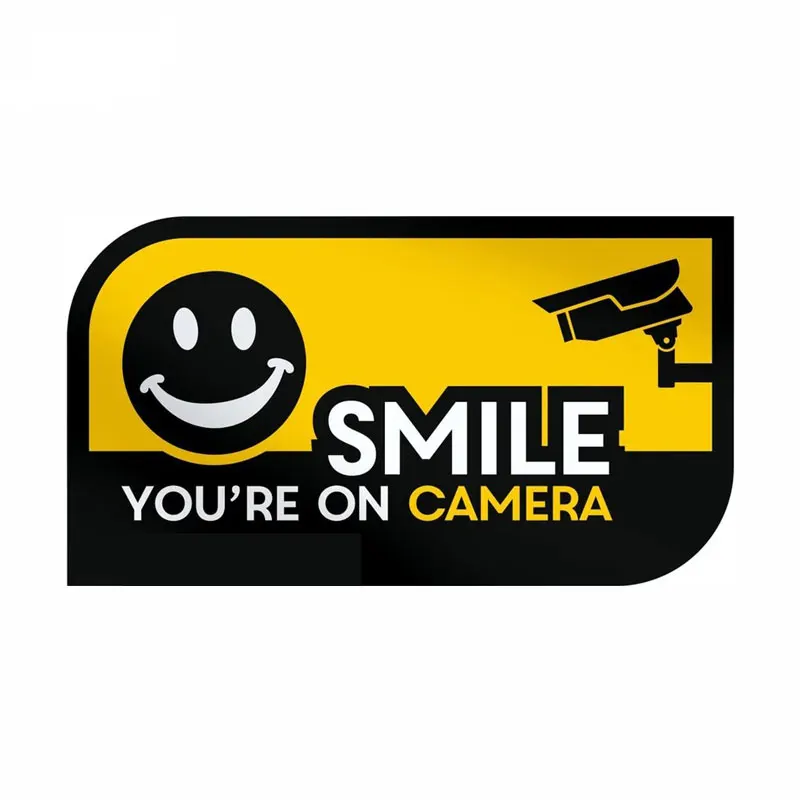 Funny Sign Smile You're on Camera Security CCTV Warning Sticker Vinyl Decals Indoor Outdoor Sticker