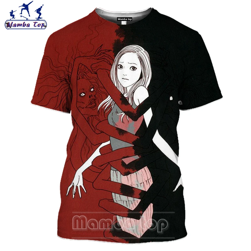 Топ Mamba летняя мужская футболка мультяшная девушка 3D принт Япония триллер комикс