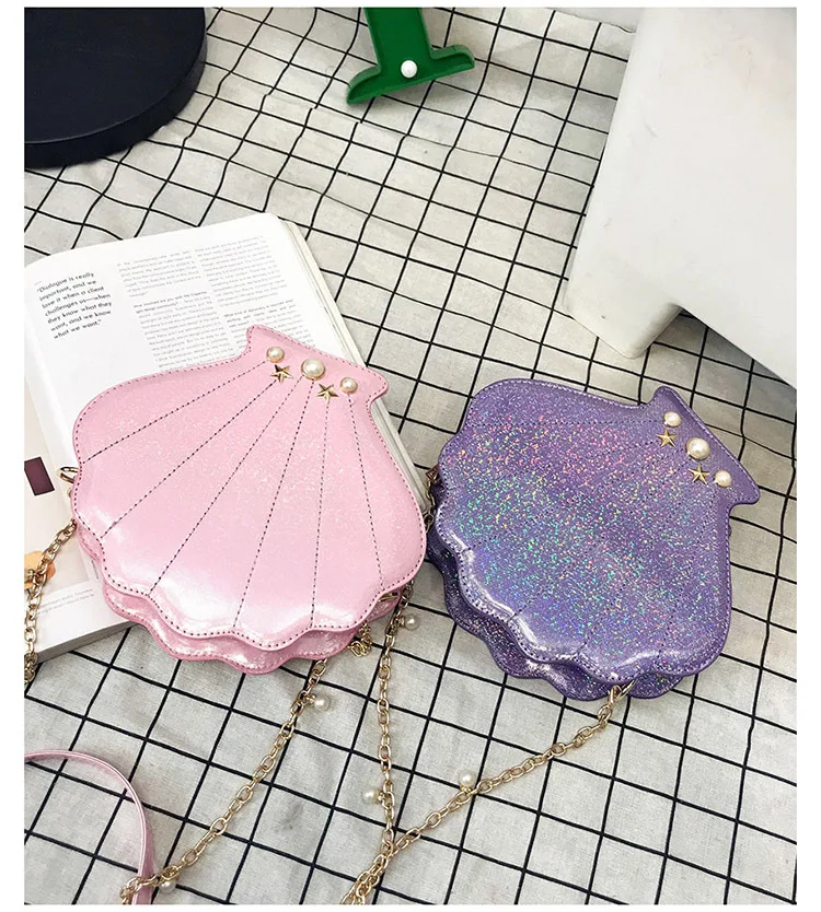 

Fashion Women Luxury Handbags New Shell Stype Shoulder Bag Metal Chain Cross-body Bag Female PU Leather Purse