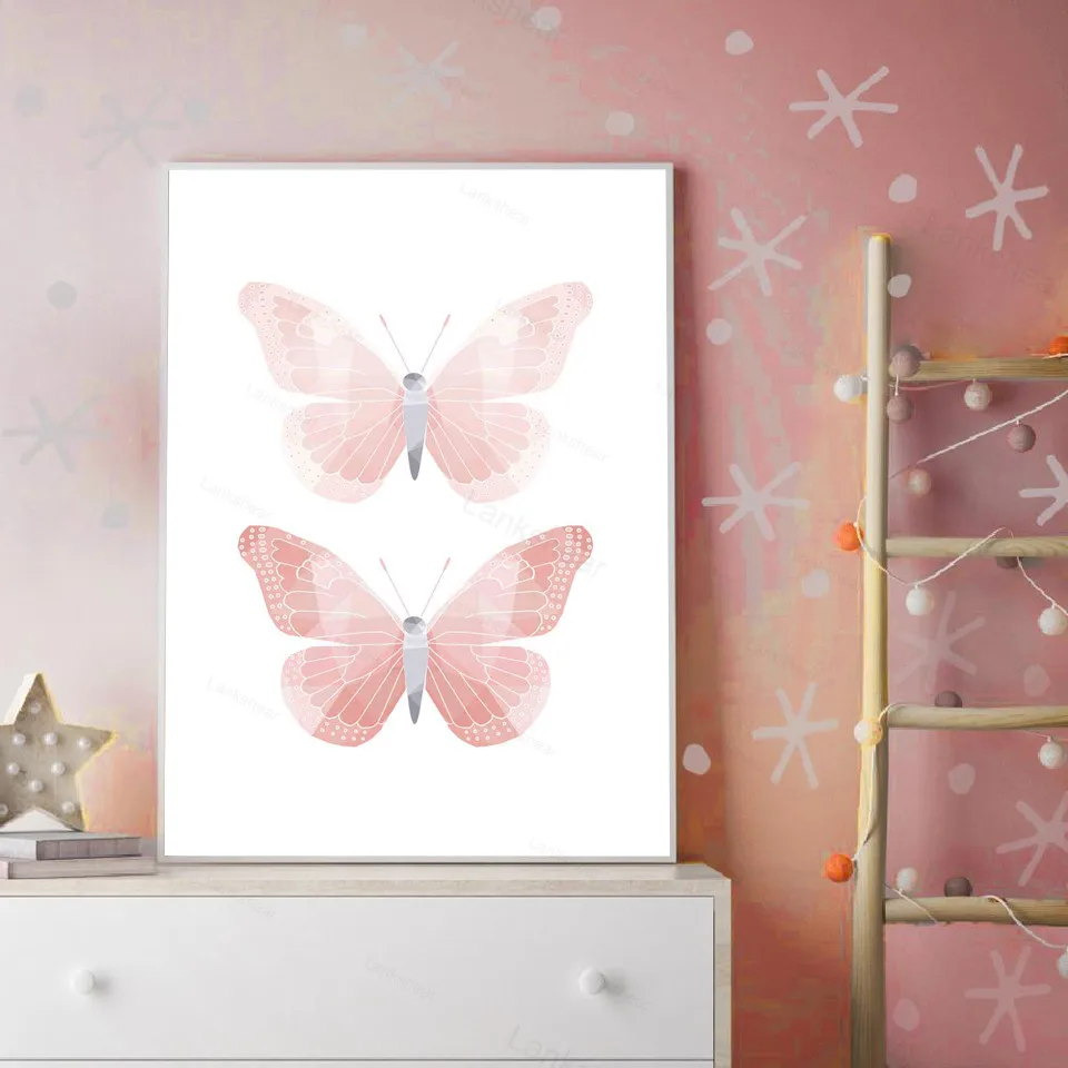 Скандинавские постеры и принты с маленькой сказочной бабочкой настенная Картина