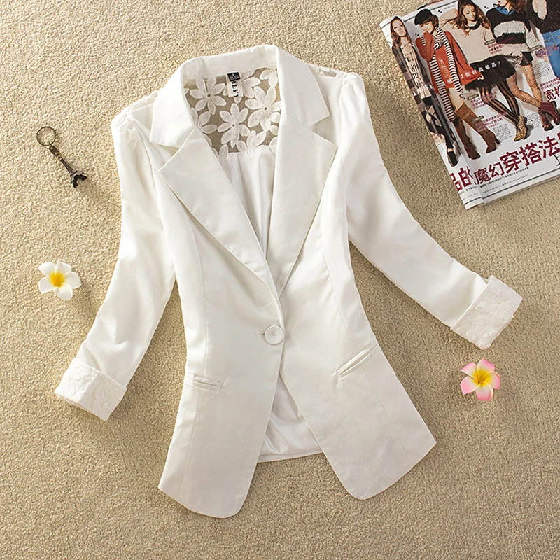 

Female slim blazer femme outerwear spring summer women blazer feminino chaqueta mujer casaca mujer blanca yellow jacket abrigo