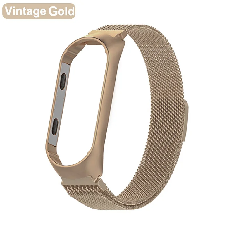 Vintage Gold Ремешок для Xiaomi mi Band 4 металлический браслет для mi band 3 из нержавеющей стали ремешок для mi band сменные браслеты - Цвет: Vintage Gold