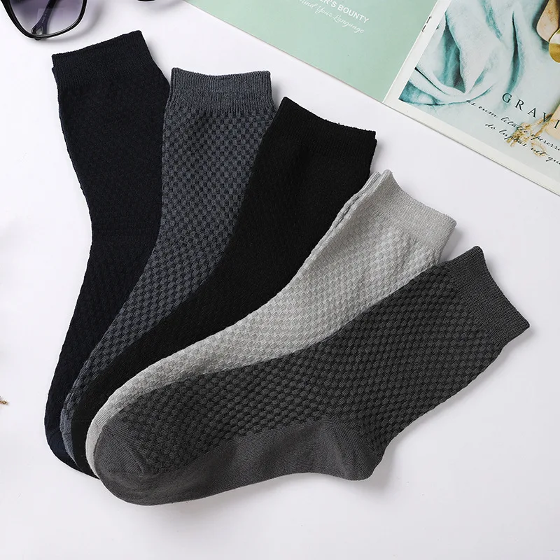 

5 Pairs/Lot high quality Men Bamboo Fiber Socks Men Breathable Compression Long Socks Business Casual Male Large size 38-45