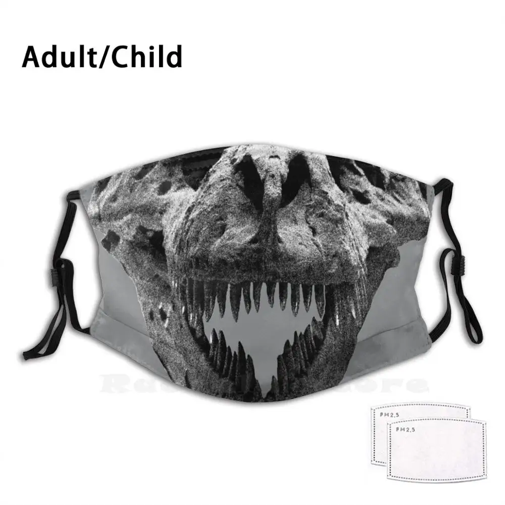 

T - Rex Skull Print Washable Filter Anti Dust Mouth Mask T Rex Skull Bones Skeleton Head Fangs Dinosaur Dino Dinosaurs