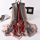 Роскошный брендовый женский квадратный шелковый шарф Feamle весна-осень модные большие элегантные классические длинные шали и палантины шарфы с принтом