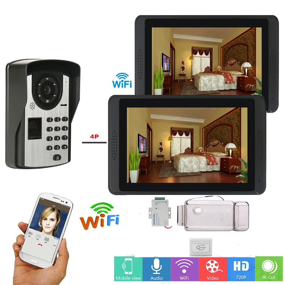 Видеодомофон 7 дюймов lcd wifi беспроводной видео дверной звонок Домофон Система