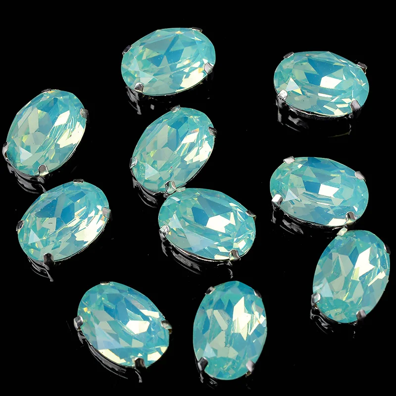 Блестящие супер качество дешевый опал 12p пришивные камни из смолы с серебряным