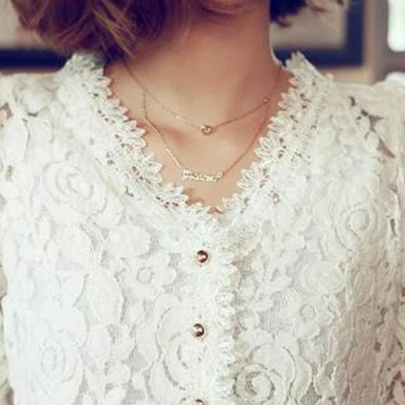 

New Women Blouses White Lace Shirt Blusas Femininas Crochet Floral Shirt Long Sleeve Out Clothing