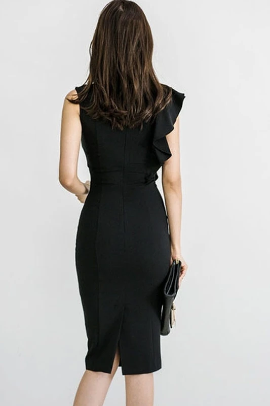 

New Fashion Party Slim Black Dresses Women Elegant Lady Temperament Charm Sexy Club Sleeveless Dress Vestido