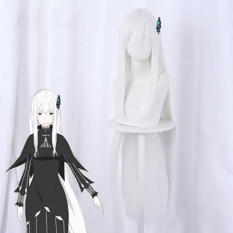 

Парик аниме «Жизнь в другом мире» от царапин, белый прямой длинный волос, косплей, Хэллоуин, кавайный женский парик, аксессуары