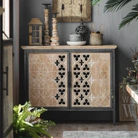 american country retro old wrought iron carved hollow side cabinet drawer dining homestay hotel decoration