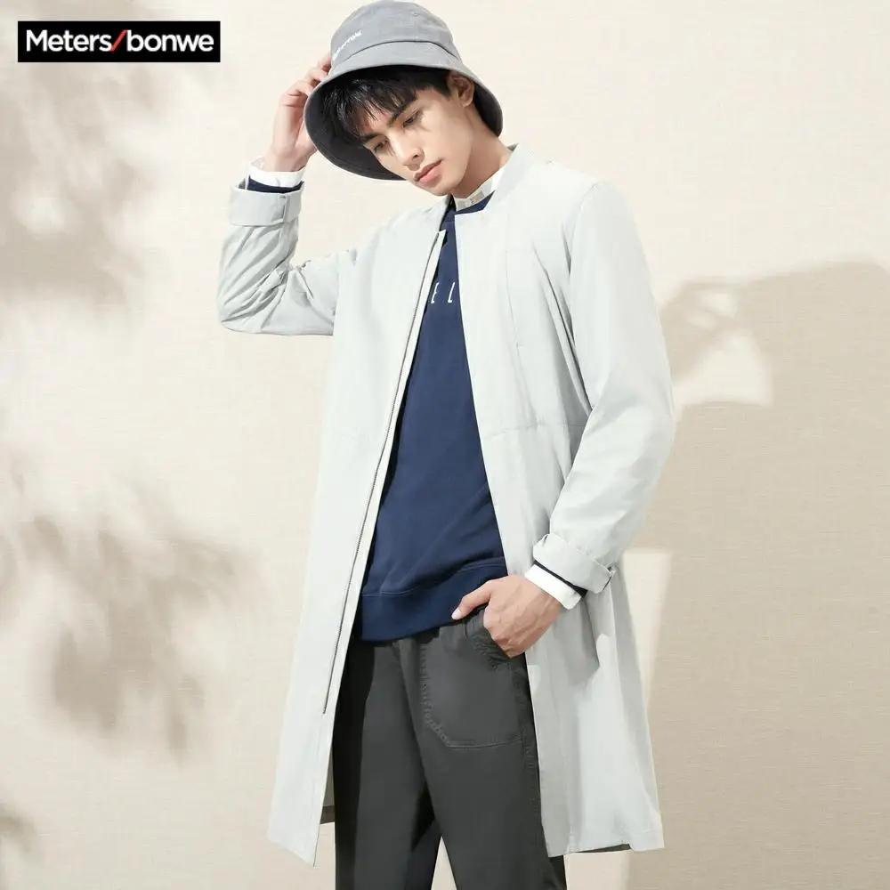 Metersbonwe мужской повседневный длинный Тренч для мужчин однотонный модный Мужское