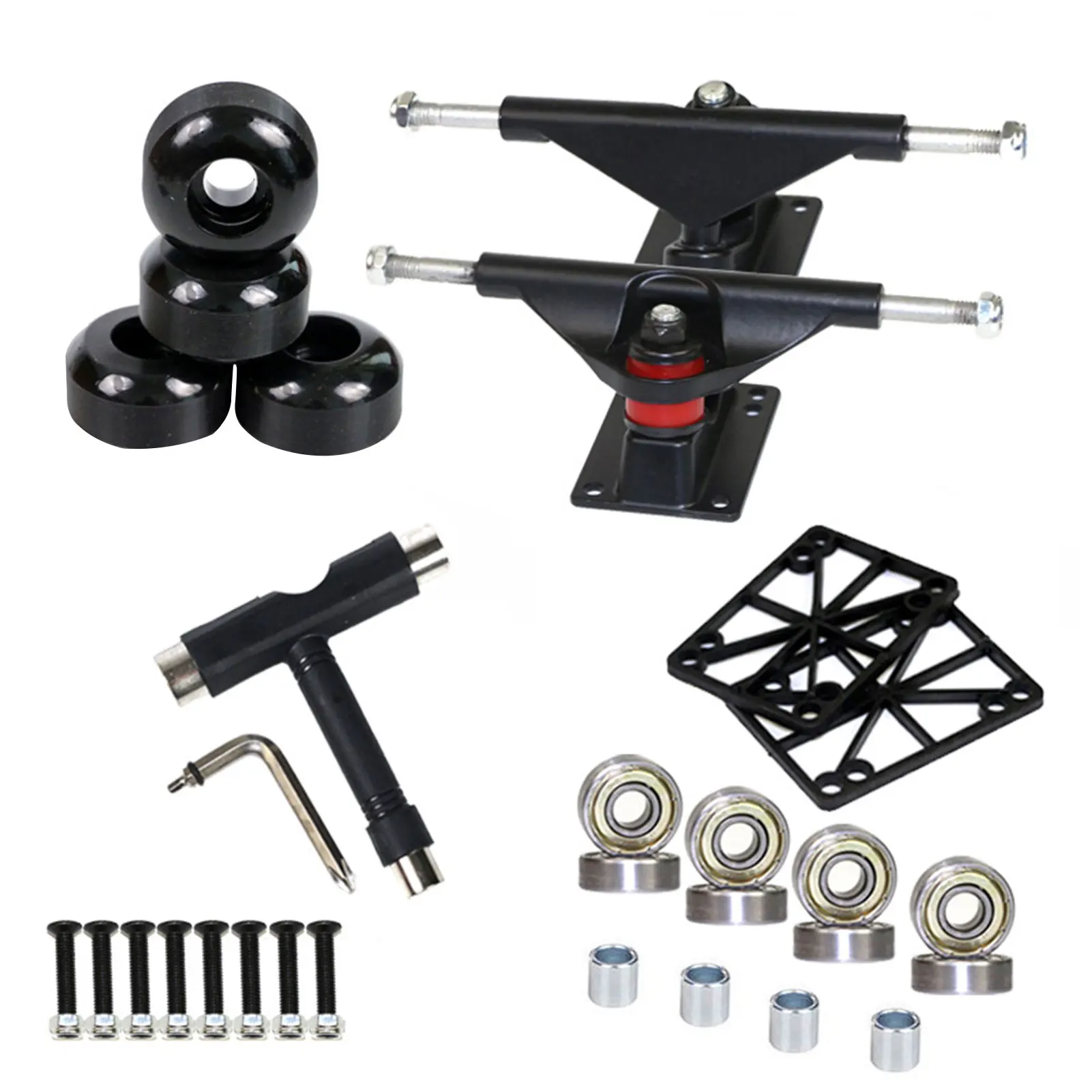 

Skateboard Trucks Skateboard Bearings Wheel Hardware Set Includes Skateboard Wheel & Bearing & Pad & Tool & Screw Accessories