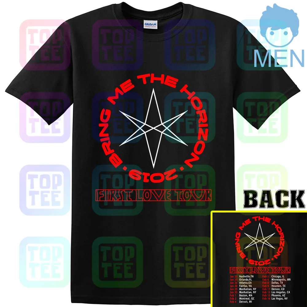 Черный Редкие товары Bring Me the Horizon First Love tour футболка S-3XL - Цвет: Черный