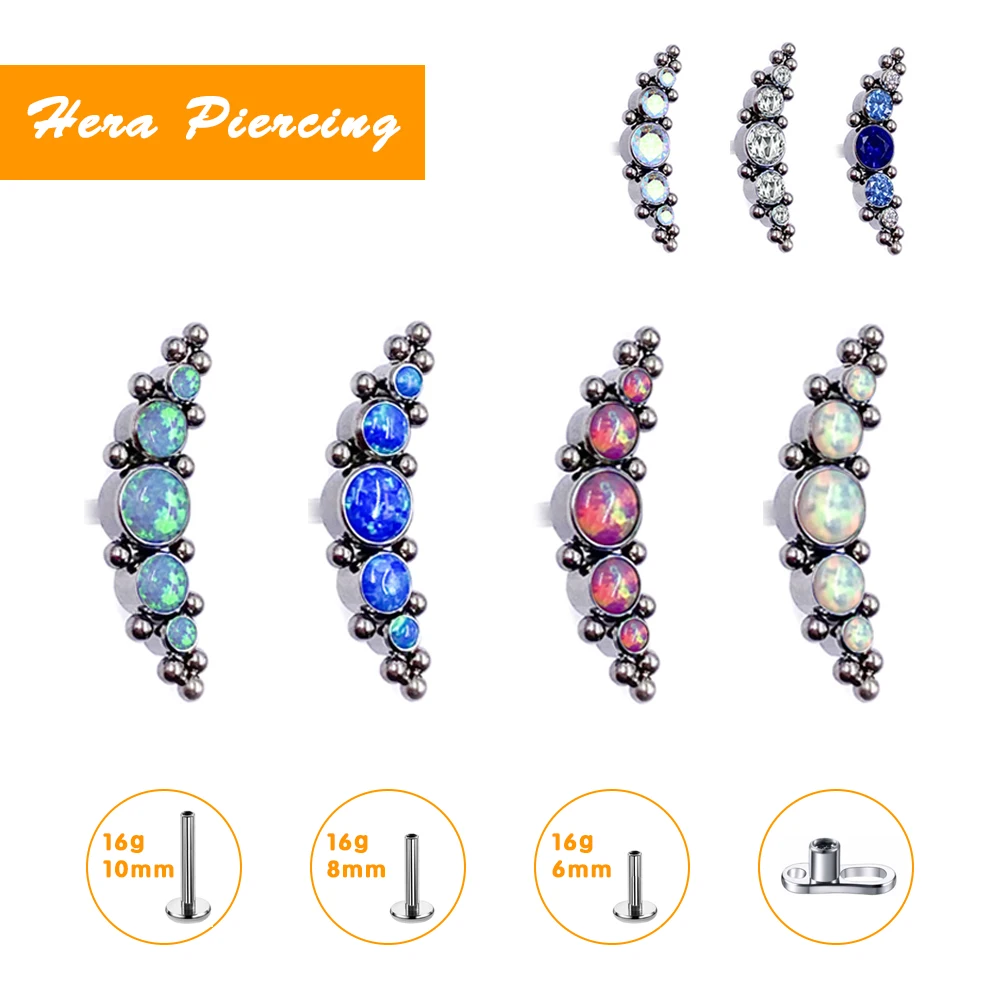 

1PC Opal G23 Titanium Earlobe Cartilage Outer Spiral Earrings Earrings for Women's Gifts Body Piercing Jewelry New 2021