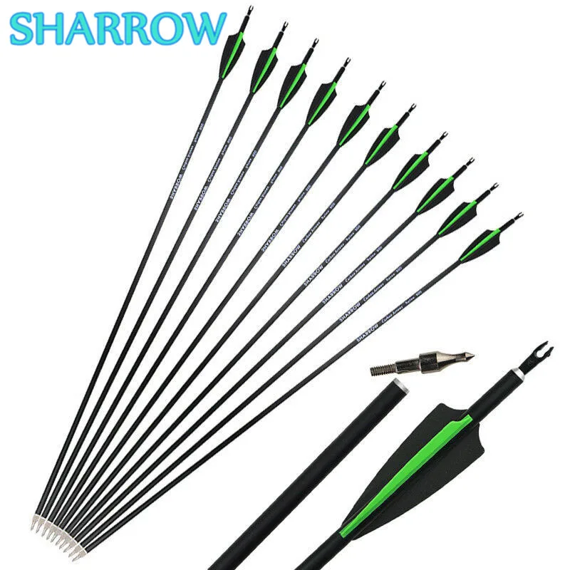 

6/12/24Pcs 30" Archery Carbon Arrows SP 500 Mix Carbon Shaft Replaceable Arrow Points Broadhead For Shooting Hunting Accessories
