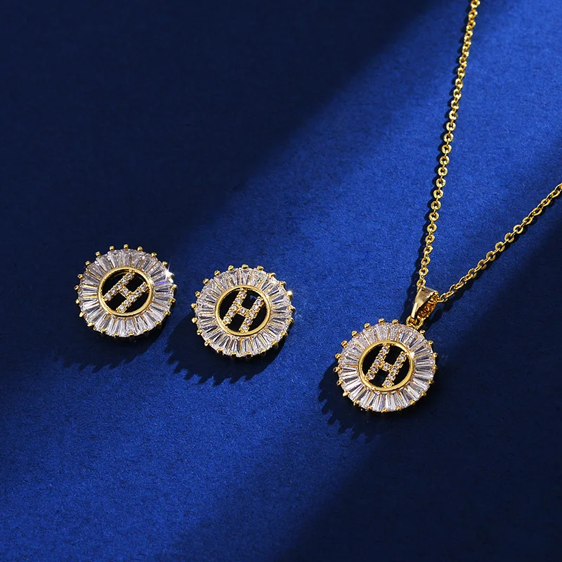 

Hot Sale Women Girls Initial Letter Necklace A-Z Letters Charm Gold Name Necklace Pendant Top Quality Copper Zircon Jewelry Gift