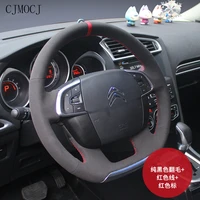 for citroen c quatre c5 xsars c4 lc2 ds56 c3 xr hand stitched leather suede steering wheel cover interior car accessories