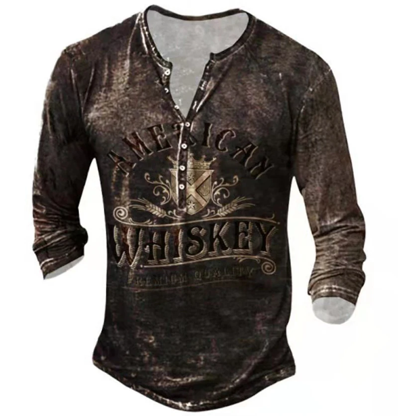 Футболка мужская с графическим принтом модная Повседневная рубашка длинным