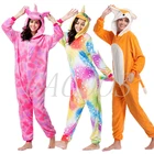 Зимняя Пижама-комбинезон со стежками, детская Фланелевая пижама в стиле аниме, пижама в виде единорога для мальчиков и девочек, пижама в виде панды с единорогом